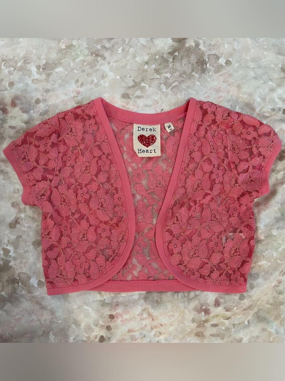 Derek Heart Rose Pink Lace Cropped Bolero